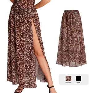 Lilylove Women's Cover Up Skirt Ringy High Slit Bathing Suit Bikini Swimsuit Coverup Sheer Mesh Long Skirt for Summer Ladies Bottoms for Beach Holiday Vacation