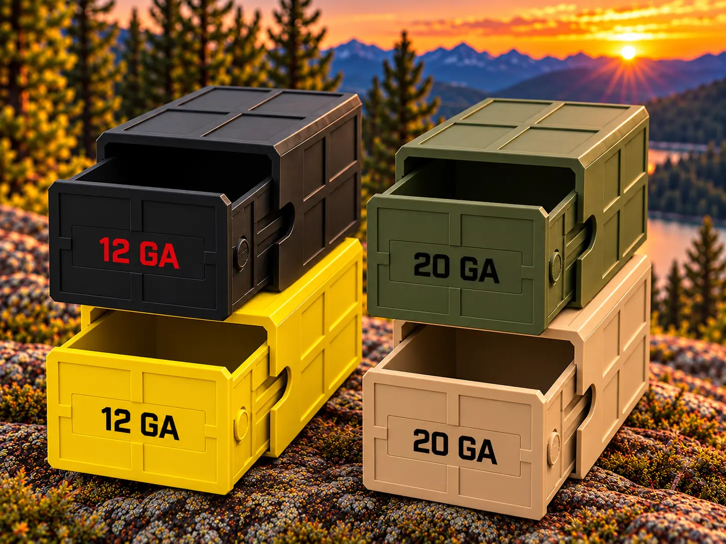 12 GA & 20 GA 25RD Shotgun Shell Storage Box – 3D Printed Hunting & Range Ammo Case