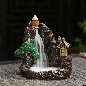 Backflow Incense Burner - Mountain River Waterfall Reflux Design Aroma Holder for Home Decor, Room Fragrance, and Scent Diffusion Crafts