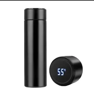 Inteligente Termo Digital 500ml Stainless Steel LED Smart Temperature Display Thermal Flask Cup Water Bottle with Tea Strainer Black Mug