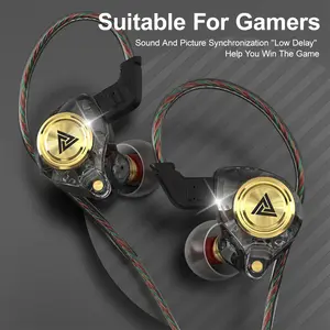 QKZ AK3 Wired Gaming Earbuds with MIC, In-Ear Headphones, 1DD 10mm Dynamic Driver, HiFi Stereo Sound, Noise Cancelling, Portable Gaming and Music IEM