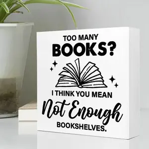 Book Lovers Sign, Decorative Plaque, 1 Count Book Themed Desktop Decor, Book Lovers Gift Ideas for Friends Classmates Family, Home Office Decor, Desk Signage Decoration
