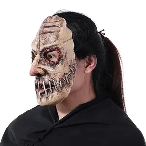 Misfits mask,halloween festivity,pumpkin ghost,Realistic Wrinkled Face Halloween Prop,Horned Devil Halloween Mask with Hood,horror masks,halloween skull mask,movie cosplay,men woman party,halloween costume mask,spooky party mask,Vintage Horror Devil Mask