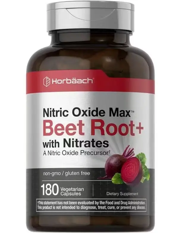 Horbäach Nitric Oxide Beet Root Capsules | 180 Count | with Nitrates and Precursor | for Men and Women | Vegetarian, Non-GMO, Gluten Free Supplement