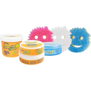 Scrub Daddy Sponges + Household Cleaning Supplies Bundle - PowerPaste Cleaning Putty, Tangerine Clean, PowErase Gel All Purpose Cleaner & Scrub Mommy (3 Pastes & 3 Sponges)