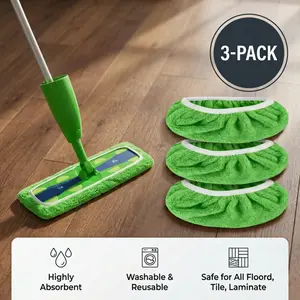 3-Pack Microfiber Mop Pad Refills, Washable & Reusable Replacement Heads, Highly Absorbent Cleaning Covers for Hardwood, Tile & Laminate Floors