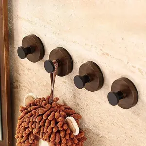 4pcs/set Retro Strong Suction Cup Hooks, Detachable No-Drill Waterproof Hooks for Door Back, Bathroom, Closet, Tile Walls, Shower Hook Set