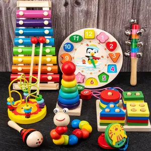 9-Piece Wooden Toy Set, Colorful Shape Sorting Toys, Montessori Educational Toys for Children, Early Learning Toddler Gifts, Shape Sorter