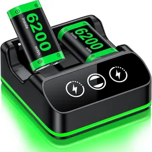 BEBONCOOL Rechargeable Battery Packs with Charger for Xbox One Controller, Charging Station Dock with 2 x 6200mWh Batteries Pack, Xbox One Charging Accessories Kit for Xbox Series X|S/One S|X/One Elite