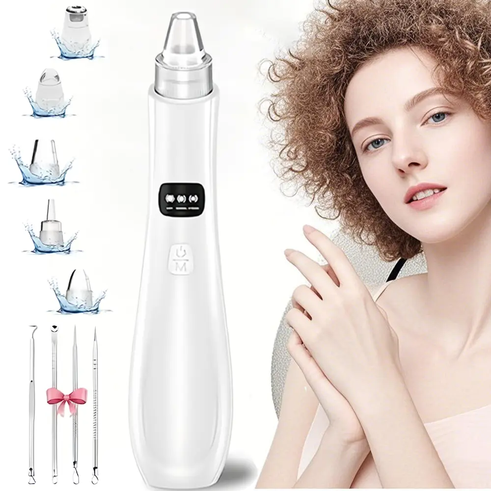 Blackhead Removal Skin Care Device - Pore Vacuum Facial Cleanser with 3 Suction Levels, 5 Probes, 4 Extractor Tools, USB Rechargeable Battery for Women, Facial Extraction Tool Skin Care Device, Facial Extraction Tool Skin Care Devices