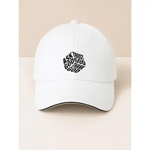 Casual Adjustable Sandwich Baseball Cap For Men And Women Fashionable Streetwear Hat With Religious Inspirational Design Ask Trust God Thank God Print Perfect For Daily Wear Outdoor Activities Sports Events And Leisure Time