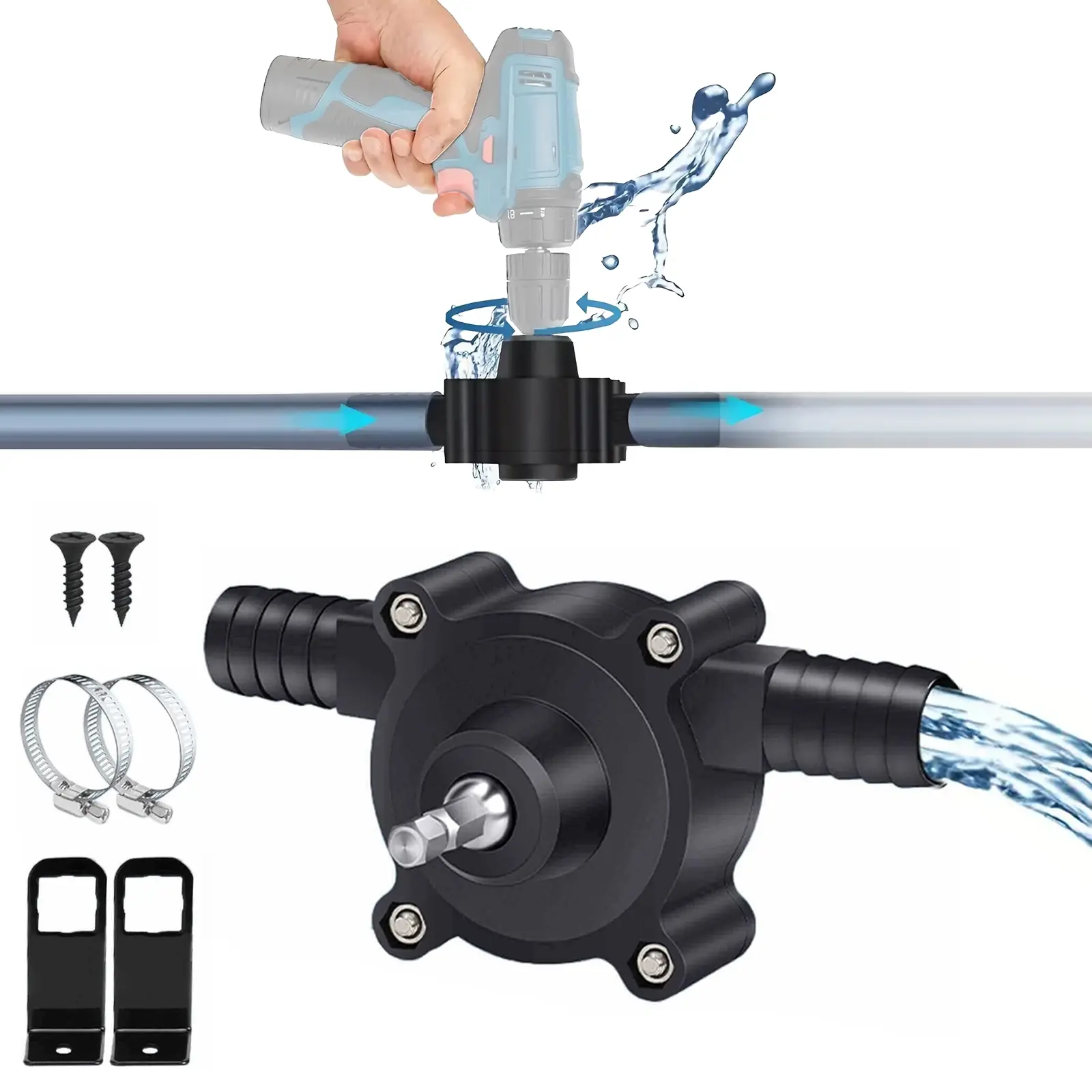 Portable Electric Drill Pump, Self-Priming Diesel, Oil and Water Liquid Transfer Pump, Mini Handheld Fuel Transfer Pump, Easy Setup Pump, Filling Pump, Versatile Garden & Outdoor Tool for Daily Use