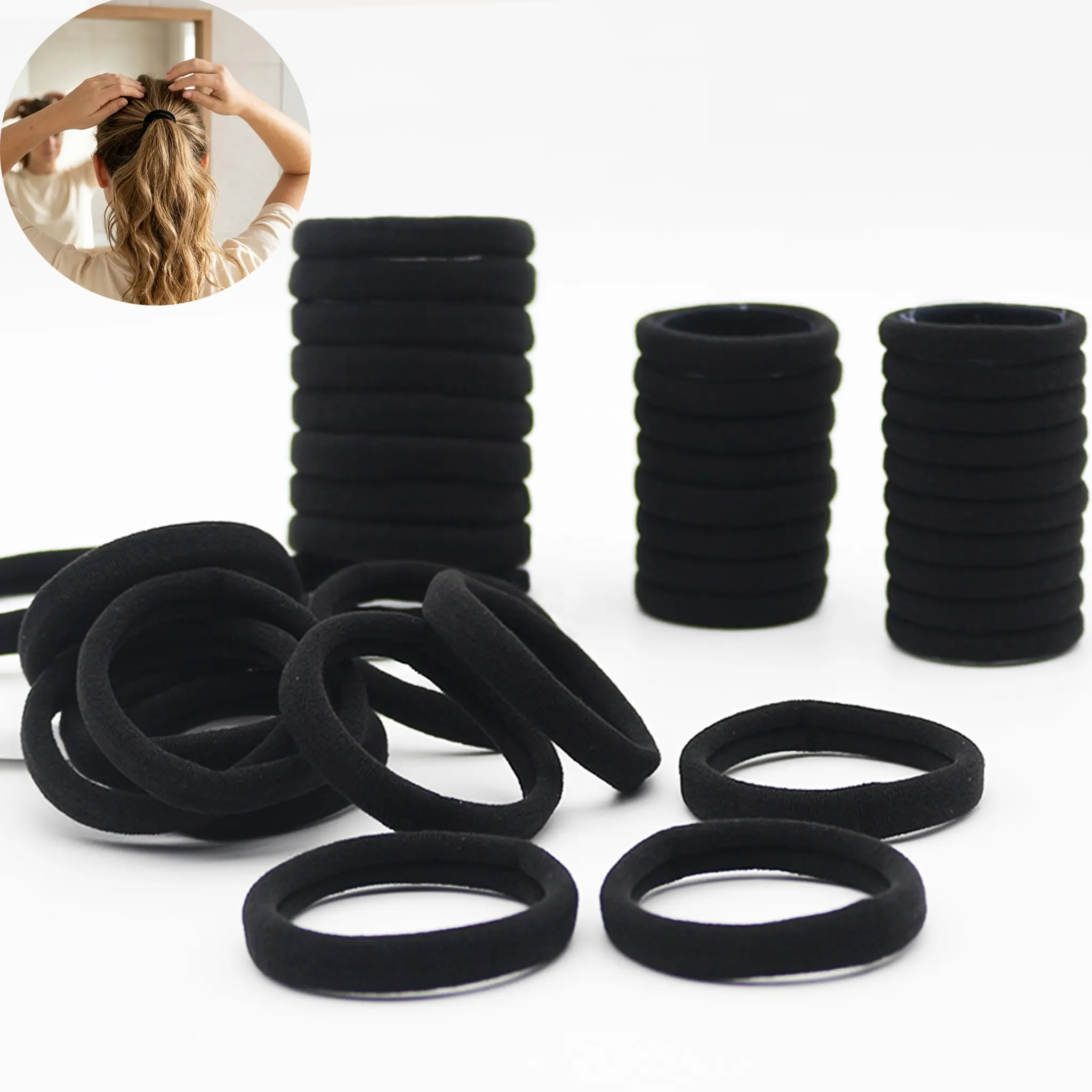 50/100/200 pcs Cute Solid Color Ponytail Holders, Scrunchies, Elastic Band Scrunchie, 50 Pcs/Set High Elastic Hair Ties, Casual Versatile Hair Accessories for Women and Girls