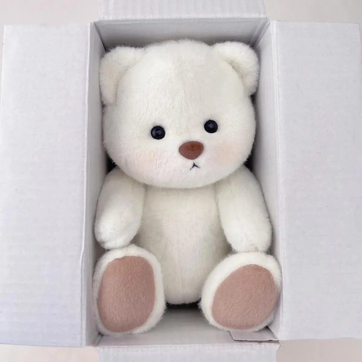 Getahug 12in Winter White Teddy Bear - Handmade Soft Adorable Stuffed Animal with Movable Joints, Collectible Cuddly Gift for Kids & Adults