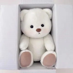 Getahug Winter The White Teddy Bear Handmade Stuffed Animal Gift 12 Inch Movable Joints Unique Handcrafted Plush Toy for All Ages