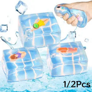 1/2Pcs Stress Relief Magic Cube Fidget Toy, Stress Relief Fidgeting, Ice Sensory Squeeze Ball, Anxiety Reliever for Adults, Perfect Gift for Students & Office Workers