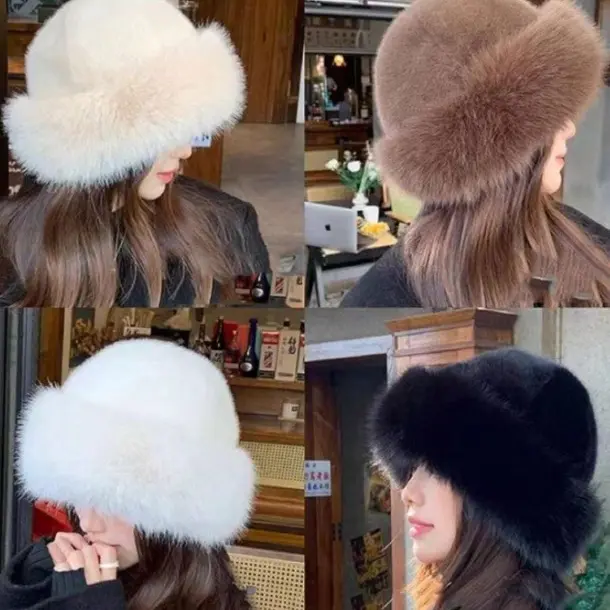 Women Winter Furry Hat, Warm Headwear, Solid Color Cute & Versatile, Thicker Design, Elegant Beanie, Thermal, Ski