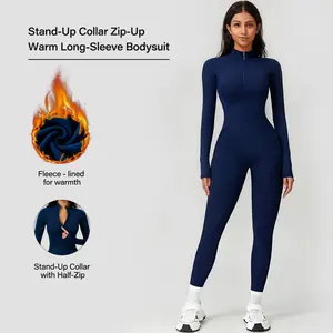 Women's Zip-Up Unitard with Stretchy,Cuddly Long Sleeve Turtleneck Yoga Jumpsuit，Seamless Sexy 1 Piece Bodysuit Body-Hugging & Long-Sleeve Design – Ideal for Yoga, Workouts & Athleisure Lifestyles solid loungewear set