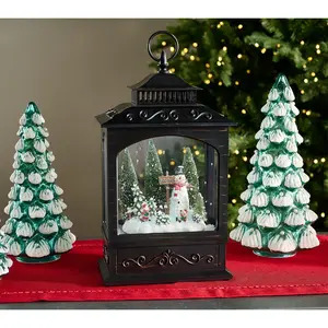 Christmas Time Reflections Illuminated Snowing Lantern By Valerie