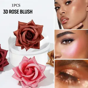 3D Three-dimensional Rose Highlight Powder Blusher Beauty Cosmetics Makeup Naturally Improves Color, Easy To Apply, Powder Blusher Powder Blusher Cream