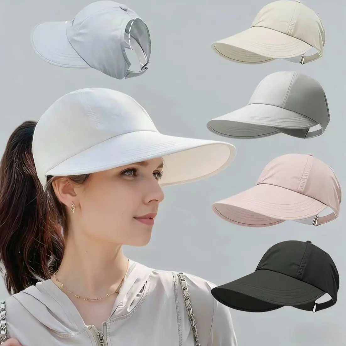2026 New Protection Baseball Hat forMen and Women - Lightweight, AdjustableVelcro Closure, Wide Brim Outdoor SportsHat, All-Season Elastic Design (Pink/Gray/Black)