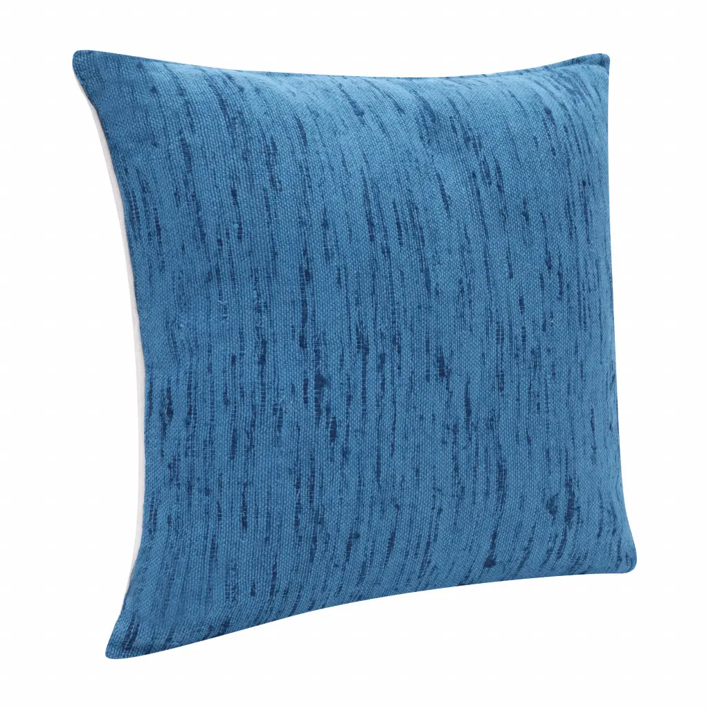 HomeRoots 517059 Contemporary Solid Blue Zippered Linen Blend Square Throw Pillows - Set of 2, 20x20x4 in, for Room Decor, House Decor, Indoor Use