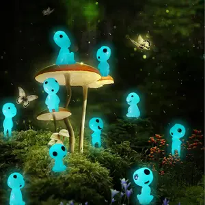 10 Pcs Luminous Ghost Tree Elf Miniature Garden Gnome Props Glow in The Dark Tree Elf Micro Landscape Gnome Garden Patio Lawn Garden Decor (blue)