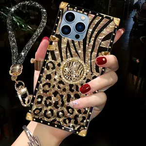 Phone Case: 1 Leopard Patternt Pattern Fashion Brand Anti Drop Rectangular Phone Case. Equipped with A Ring Buckle Bracket. Suitable Compatible with iPhone 16 Pro Max/15promax/ 15/15plus/14 Plus/ 14promax/14/13promax/13/12/ 12pro/12promax Model