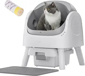 Petpivot Self Cleaning Cat Litter Box with Safety Sensors Open Top Design for Multiple Cats Automatic Litter Box with Liners Mat Included Grey PetPivot