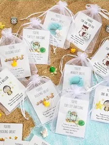 75pcs/Set Generous Set Size Employee Appreciation Gifts for Coworkers, Thank You Staff Gifts with Animal Pun Note Cards, High-Quality Materials Funny Resin Favors, Including Ducks, Stars, Whales, Turtles and Owls, Durable Card