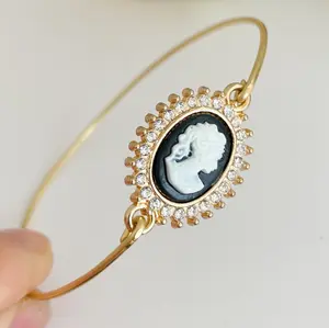 Cameo Bracelet for Women Victorian Inspired Jewelry Wedding Bangle Bridesmaids Jewelry