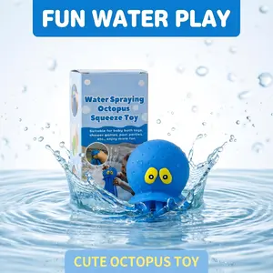 Blue Octopus Water Spraying Squeeze Toy Soft Silicone Kids Bath Pool Play Toy，Toy for Anxiety Release,Stress-Relief Toy,Soft Sensory Fidget Steamed Bun Squeeze Tool for Adult Stress & Anxiety Relief,Party Gift，Pressure-Release Office Desk Toys