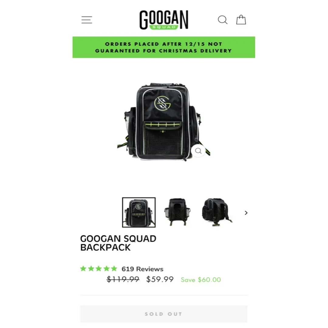 Googan Fishing Backpack with trays Googan Fishing Backpack with trays