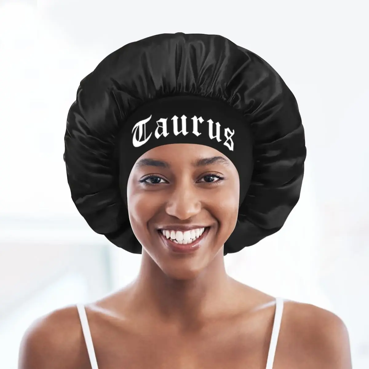 Constellation Print Satin Sleep Bonnet, Soft Comfortable Sleeping Bonnet, Make Up Washing  Daily Use,Shower Cap for Women (Taurus(4.20-5.20))