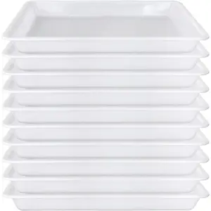 10 Pack Plastic Art Trays,Activity Crafts Tray,Organizer Tray,Serving Tray for Home,School,Kids,DIY Projects,Painting,Beads (White)