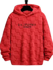 Men's California Keynote Embroidered Pullover Hoodie Fuzzy Warm Lining for Cold Days & Fall Relaxed Fit Drop Shoulder Design Machine Washable Cozy Interior Casual Fabric Christmas Embroidery Relaxed Fit Stretch Sweatshirts Textured