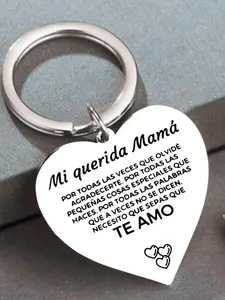 Mother's Day Gift Heart Shaped Stainless Steel Keychain, Personalized Heart Tag, Fashionable Keychain for Women & Men, Trendy All-match & Exquisite Keychain for Birthday Gift