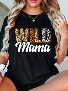100% Cotton Unisex Wild Mama Zoo Born Two be Wild B-day Safari Jungle Animal T-Shirt