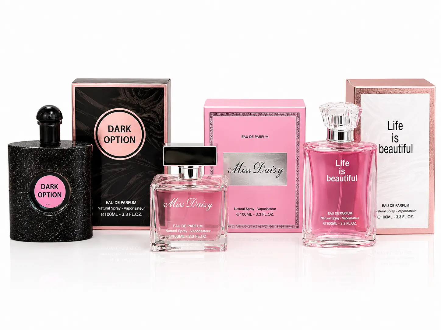 3 Piece Luxury Eau De Parfum Gift Set for Women – Dark Option, Miss Daisy & Life Is Beautiful Fragrance Collection – 100ml Each