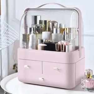 Large Makeup Organizer w Drawers Beauty Organizer Makeup Box Holder Vanity Organization Desk Countertop MakeUp Organizers Bathroom Counter Organizer Skincare Cosmetic Case Stand Dustproof Lid Gift Multifunctional Organizer