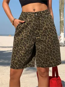 26AW Leopard Print Casual Straight Fit Denim Pants - Simple and Versatile Fashion Piece, Slimming Casual Jeans, Cool and Stylish Denim Pants