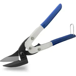 10" Offset Cr-V Steel Hardware Cloth Cutters, Heavy-Duty Tin Snips with Double-Lever Design, Non-Slip Grip, Spring-Loaded Handle, for Metal Sheets, Mesh, PVC and DIY Projects
