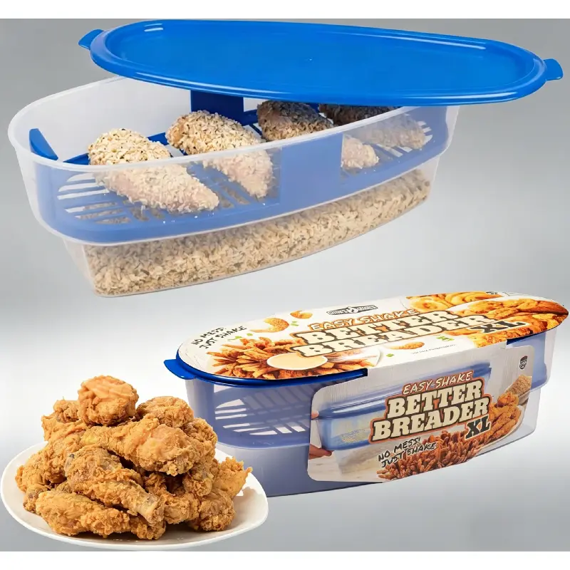 Better Breader XL Breading Shaker Bowl, All‑in‑One Mess‑Free Coating Station, Reusable Batter Container for Fried Meat Vegetables Fish, Easy Shake Design for Home Cooking & Party Use