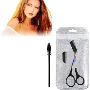 2 in 1 Eyebrow Scissors with Comb and Brush – Professional Stainless Steel Trimmer for Women and Men, Precision Beauty Grooming Tool for Shaping and Makeup Prep