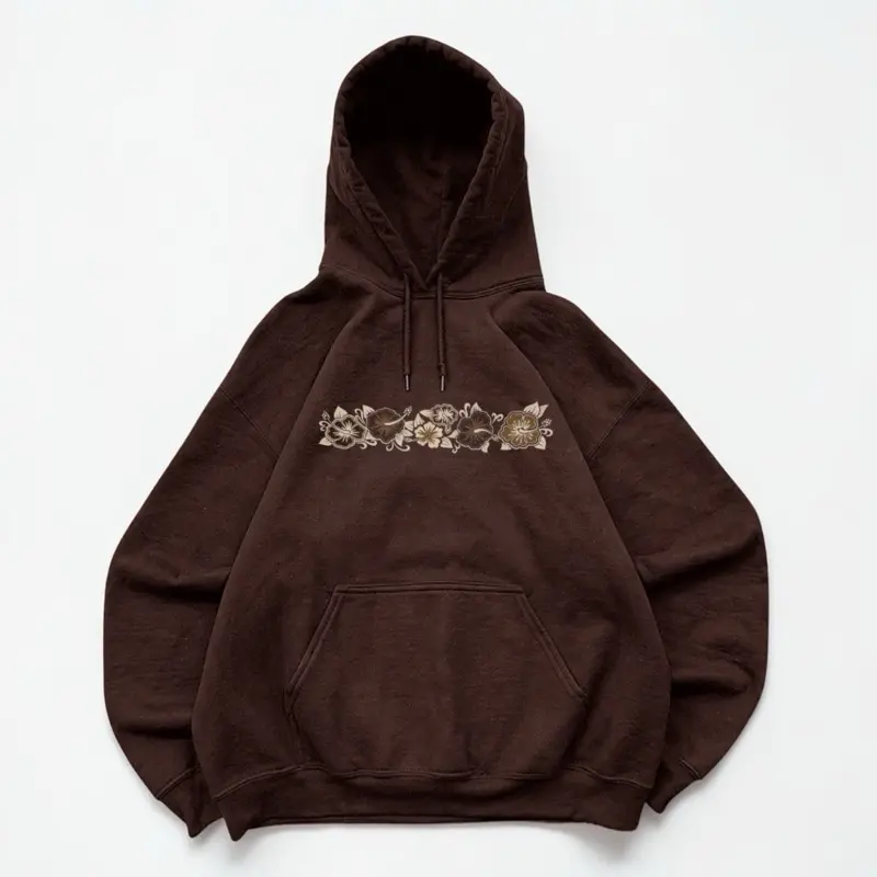 Y2K Brown Floral Graphic Hoodie, Vintage 2000s Hawaiian Hibiscus Sweatshirt, Retro Surfwear Beach Streetwear, Skate Clothing, Coastal Skater Outfit, Island Style Layer, Early 2000s Inspired Unisex... Casual Aesthetic