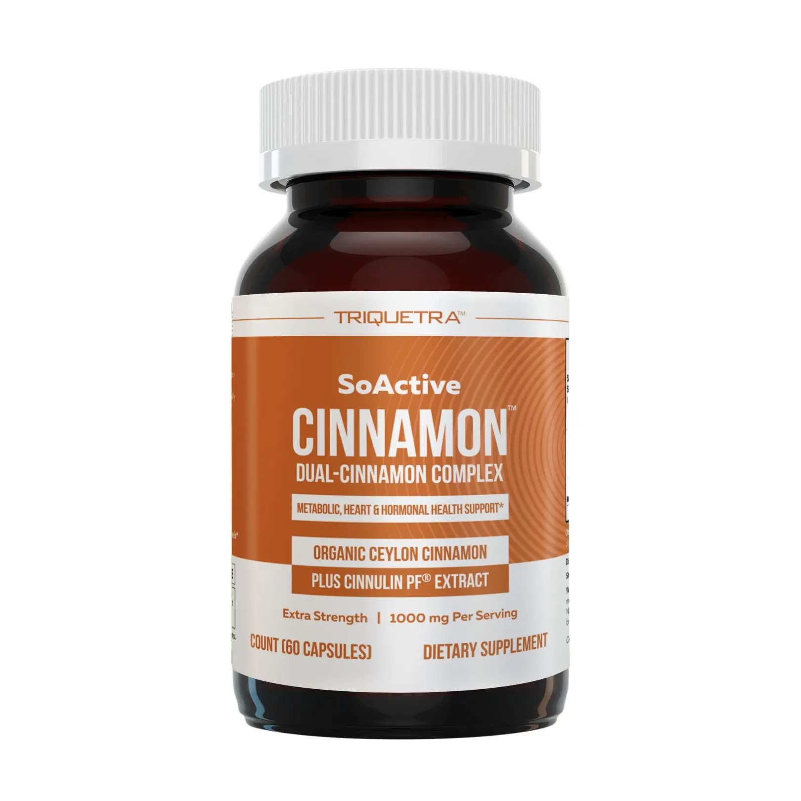 SoActive Cinnamon 1000mg | Cinnulin PF Extract + Organic Ceylon | Dual-Phase Formula | Supports Metabolic & Cardiovascular Wellness | Vegan (60 Capsules)