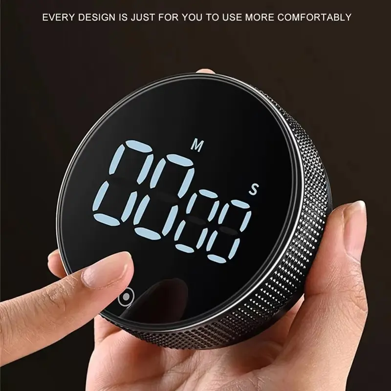 1PC Magnetic Digital Kitchen Electronic Timer with LED Display & Alarm - Battery-Powered Stopwatch, 9999 Minutes, Portable for Cooking, Study, Shower, Home & Office Use, Timer Kitchen, Textured Grip Base
