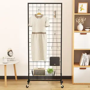 Gridwall Panel Display Stand - 2.1' x 5.5' Ft, Heavy Movable Floorstanding Detachable Gridwall with Extra Hooks, Perfect Display Rack for Retail and Craft Fairs - Available in 1/2/3 Pack