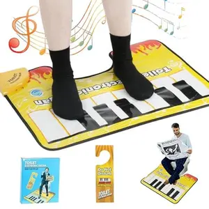 Foot-Tap Musical Piano Toilet Mat 23.6x18.9in Non-Slip Waterproof Fun Bathroom Mat with Keyboard Design for Home