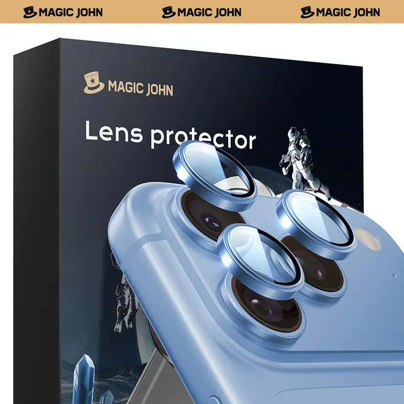 MAGIC JOHN iPhone Ultra Tempered Glass Lens Cover - Cellphone Device Protective Accessory with 99% Clarity, 9H Shockproof Drop Resistance, Anti-Scratch, Water/Oil Resistance, Bubble-Free Easy Installation, Casing Compatibility, Crystal Light Transmission